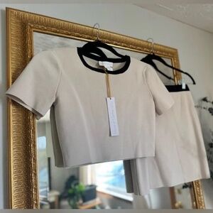 NWT House of Harlow 1960 Cream and Black Skirt Set